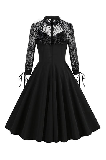 Vestido de encaje sin espalda hueco oscuro retro de Halloween